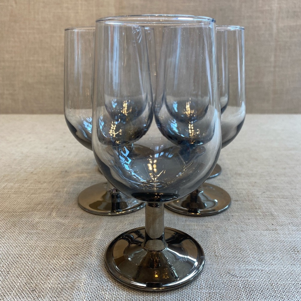 Ombre silver wine glasses made in France. Set of 5.